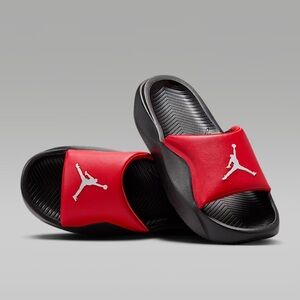 Jordan Black and Red Slides with Logo